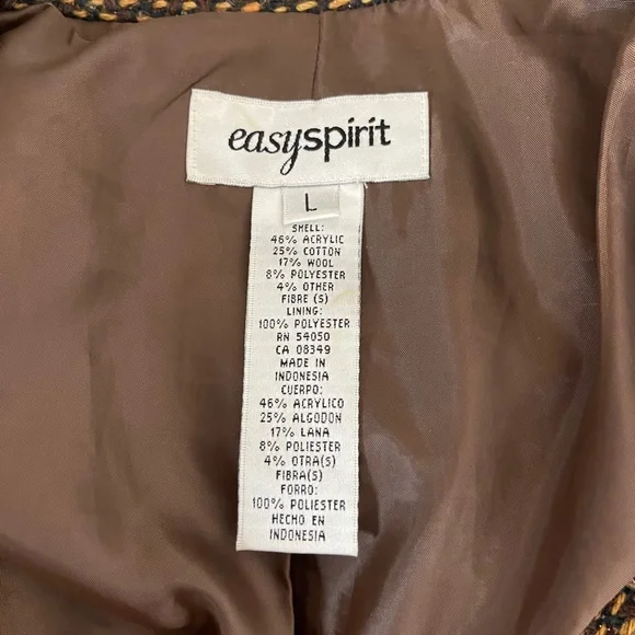 Easy Spirit Womens Size L Large Blazer Jacket Tweed Raw Hem Long Sleeve Vintage - Picture 3 of 4